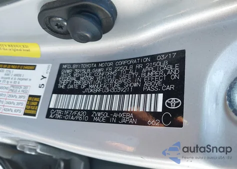 2017 Toyota Prius Two из США, поврежденный, VIN JTDKBRFU3H3039211